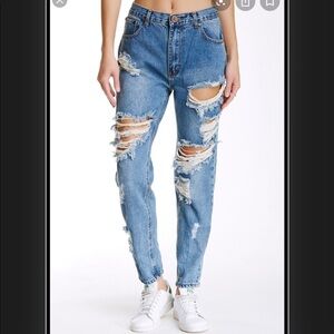 ELAN Distressed Boyfriend Mom Jeans